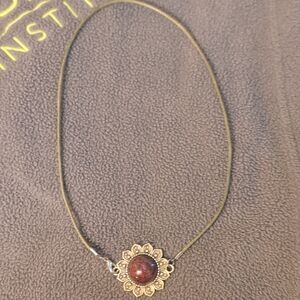 Elegant Red Resin Floral Pendant Necklace